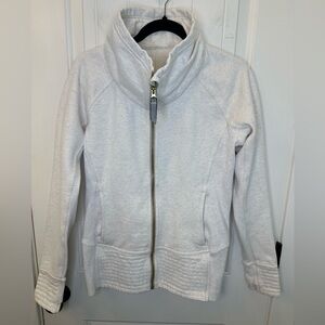 Lululemon Radiant Jacket II Heathered Oatmeal Cream Full Zip Funnel Neck Size 6